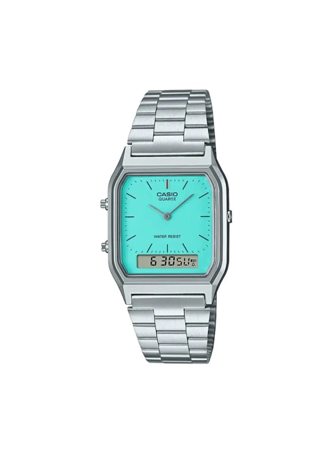 Casio Vintage AQ-230A-2A2MQYDF Blue Analog-Digital Dial Silver Stainless Steel Band Ad271